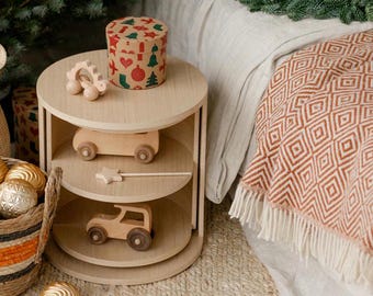 Rotating Wooden Shelf: Scandinavian Style Multi-Layer Organizer