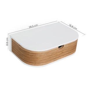 Cajón de consola de madera de cabecera minimalista, Cajón de estante de mesita de noche de madera flotante individual blanco, Mesita de noche de pared flotante imagen 10