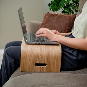 Wooden Portable Lap Desk, Modern Laptop Stand, Home Office Accessory, Lightweight Computer Tray with Ventilation image 1