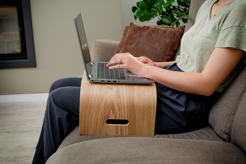 Wooden Portable Lap Desk, Modern Laptop Stand, Home Office Accessory, Lightweight Computer Tray with Ventilation image 1