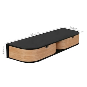 Cajón de estante de mesita de noche de madera flotante individual blanco, Mesita de noche de pared flotante, Cajón de consola de madera junto a la cama minimalista imagen 10