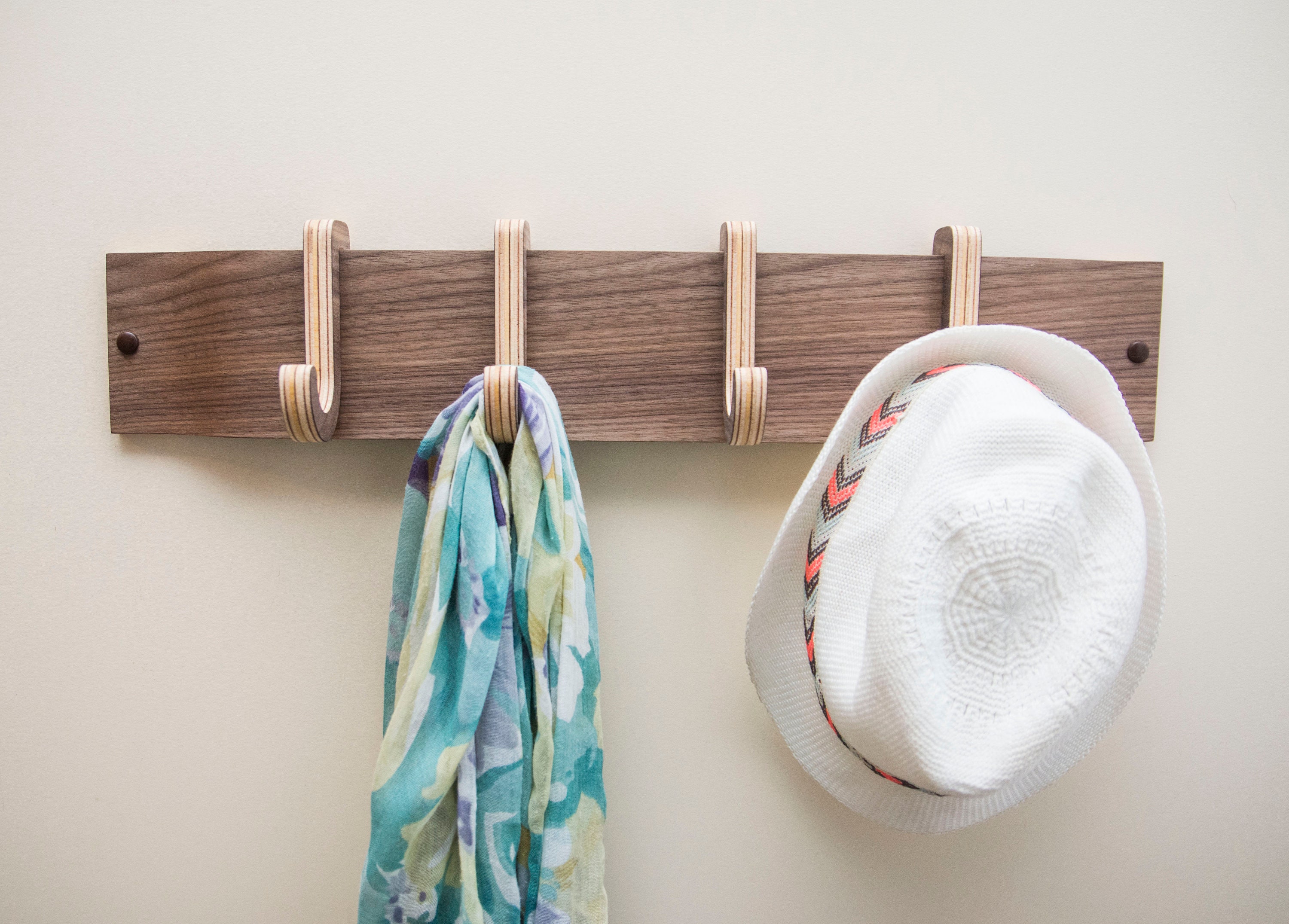 Wooden Rack With Sliding Hooks Coat and Hat Rack With Etsy UK