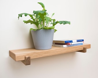 Oak Floating Wood Shelf: Scandinavian Wall Decor (22.8 in)