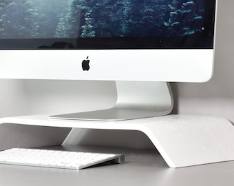 Wooden Monitor Stand and Desk Organizer, Scandinavian Style Rise Stand for iMac, Computer, TV