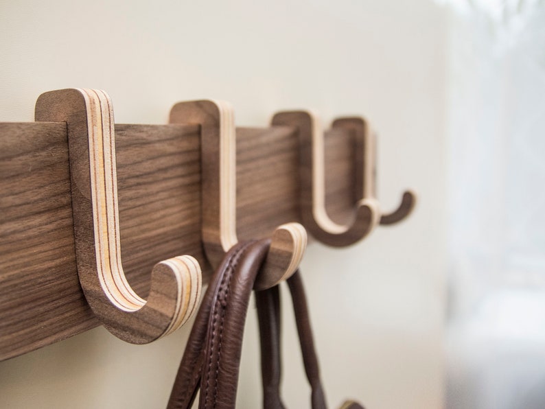 Wooden Rack With Sliding Hooks Coat and Hat Rack With Etsy