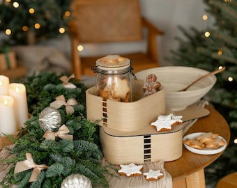 Wooden Storage Boxes with Lid: Rustic Home Organization Decor, Set of 2