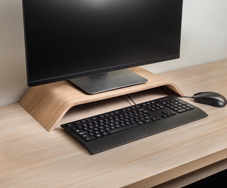 Wood Monitor Riser, Scandinavian Style Stand for iMac, Computer, TV image 3