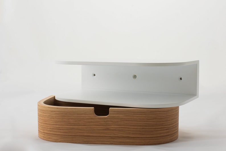 Table de chevet murale, console flottante rétro pour entrée, tiroir étagère de table de chevet flottant moderne en bois image 7