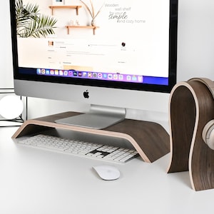 Wood Monitor Riser, Scandinavian Style Stand for iMac, Computer, TV image 9
