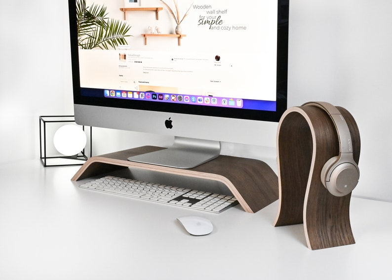 Wood Monitor Riser, Scandinavian Style Stand for iMac, Computer, TV image 9