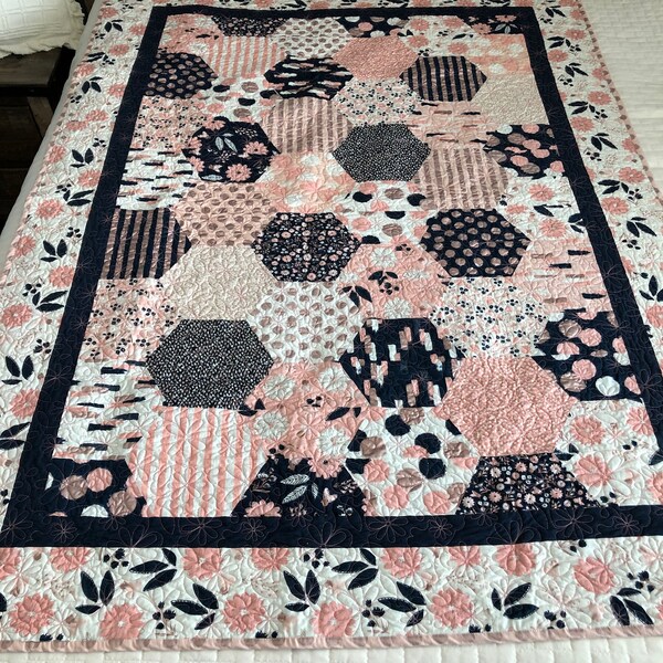 Navy Blue Quilt Throw Etsy