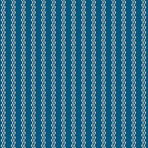 May include: A seamless pattern featuring vertical stripes of white, connected, curved shapes against a deep blue background. The design creates a textured, repeating pattern suitable for various applications.