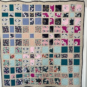 Colorful Squares Handmade Lap/Throw Quilt 50"x 50"