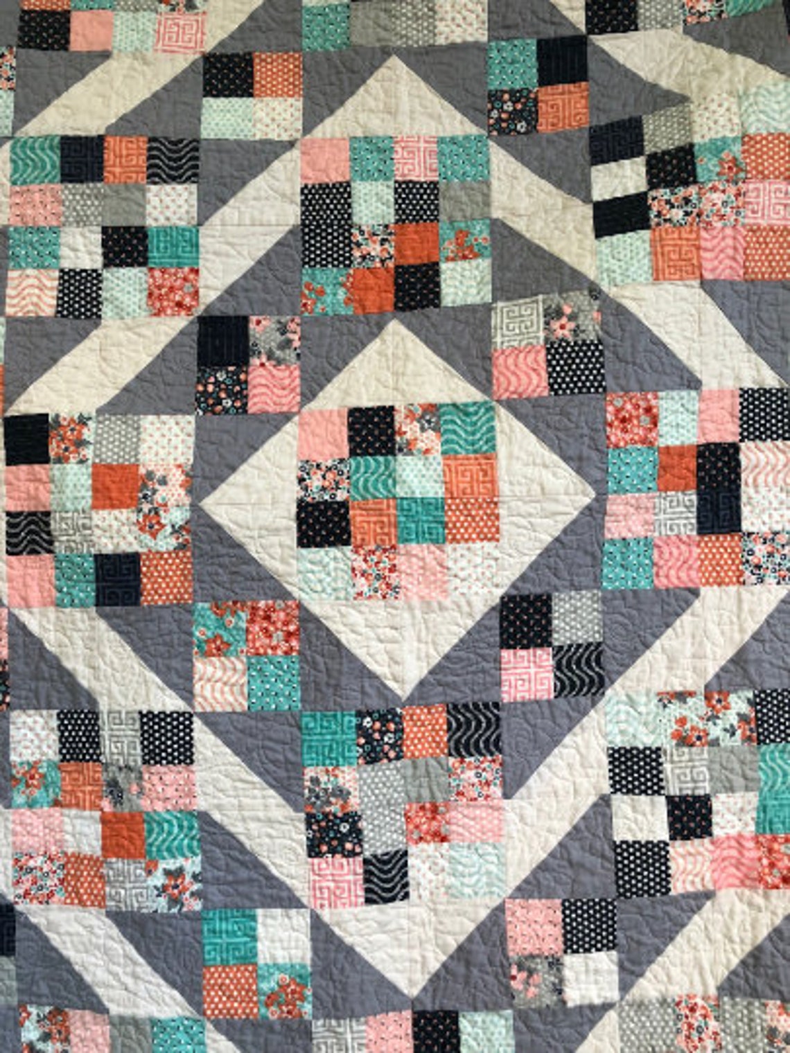 Patchwork Diamonds Handmade Quilt 49 x 49 Etsy