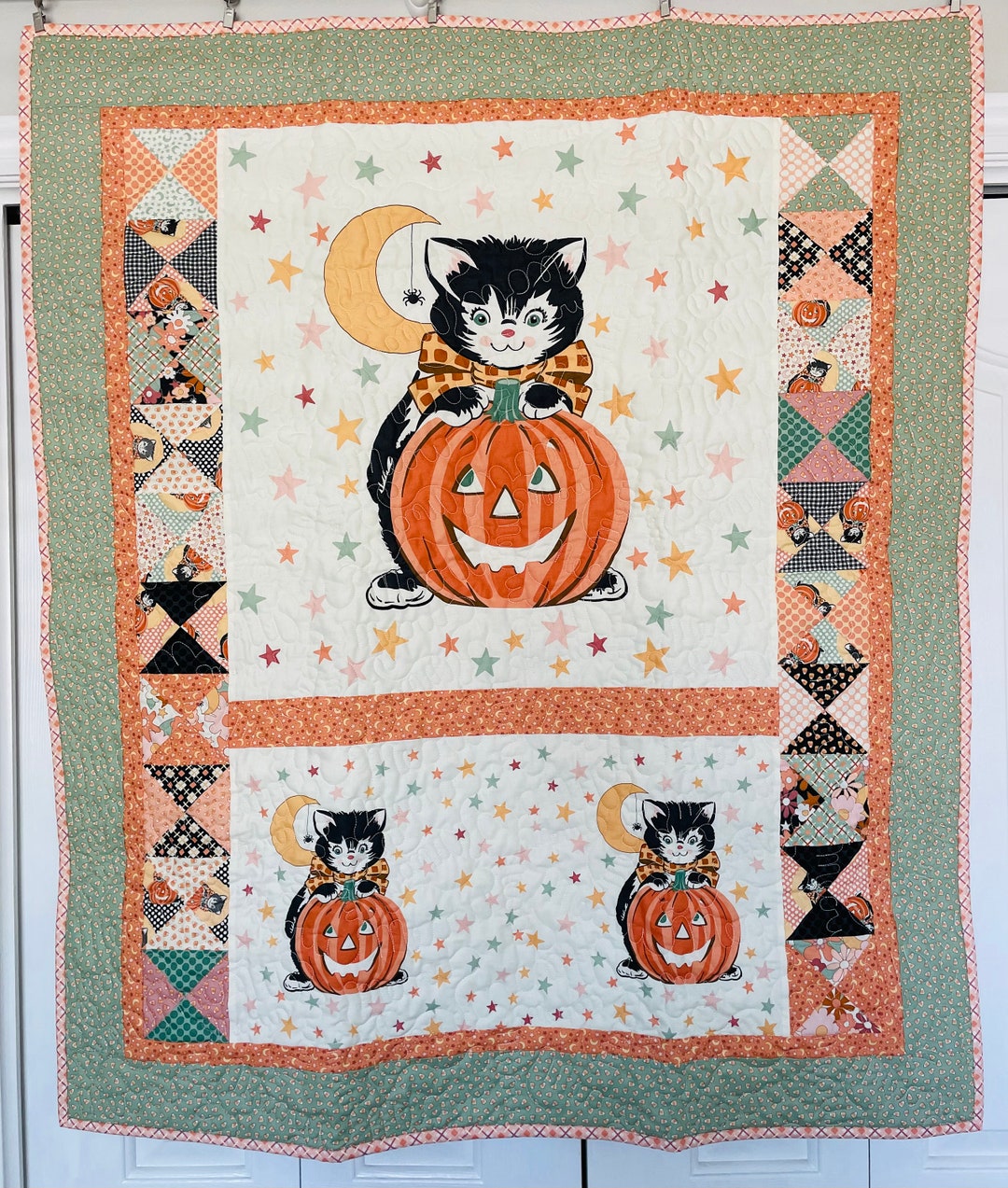 Halloween Kitten Quilted Handmade Wall Hanging 38"x 44" - Etsy
