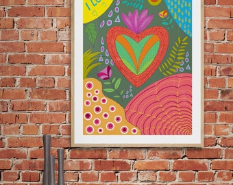 I Love You | beautiful digital painting on paper, home decor, wall art, wall hanging, living room, bedroom size A3 A4 A5