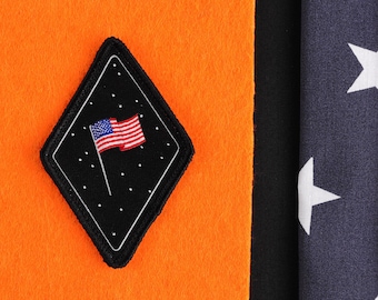American Flag In Space Woven Patch