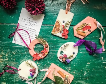 profumatori in cera di soia per armadio o per ambienti, da appendere, colati e decorati a mano 100% naturali