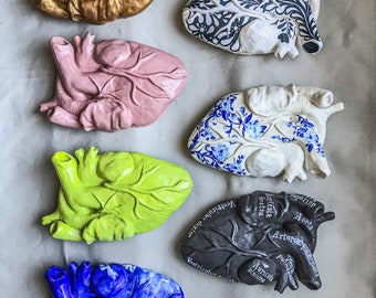 Corazón anatómico en ecoresina, arte pop, decoración de paredes de cerámica