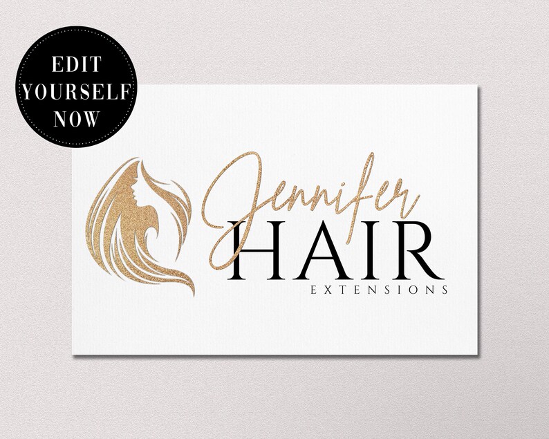 Gold Glitter Hair Logo Hair Extensions Logo Hairdresser Logo Etsy UK