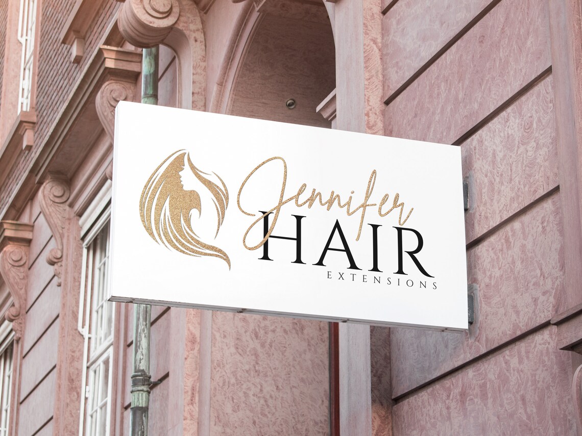 Gold Glitter Hair Logo Hair Extensions Logo Hairdresser Logo Etsy