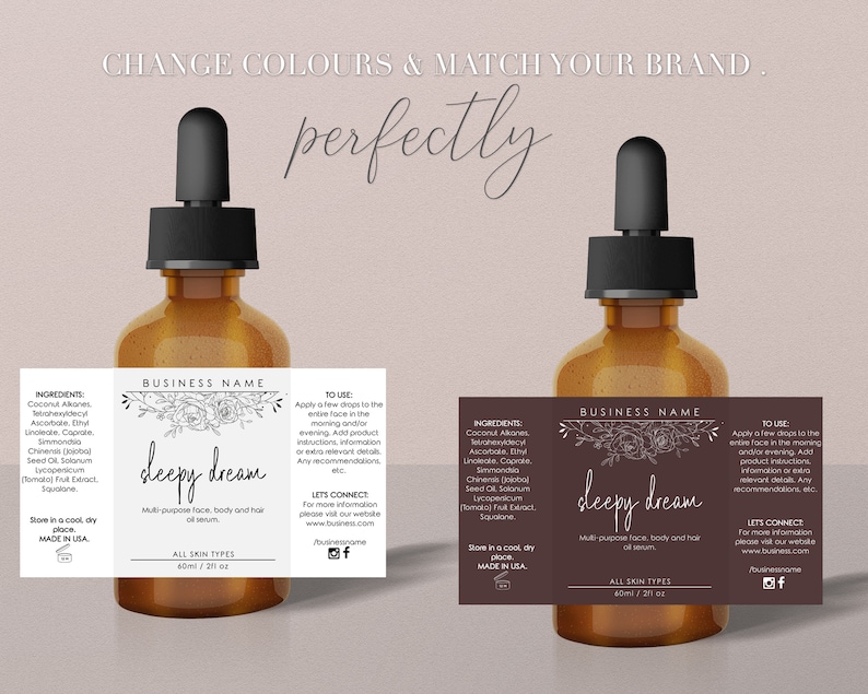 Cosmetic Label Template Editable Product Sticker 2oz 3oz | Etsy