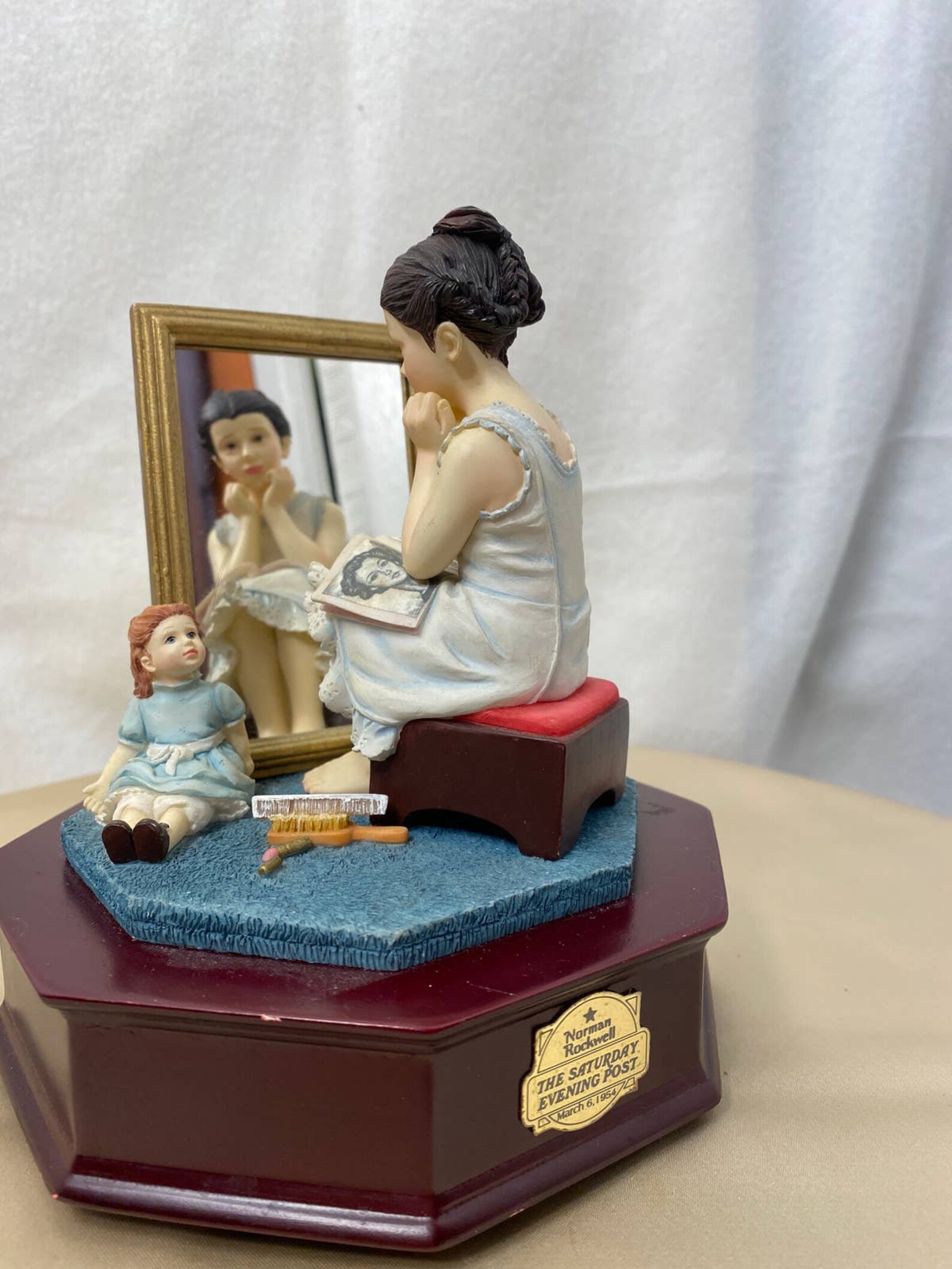 Girl at Mirror by Norman Rockwell Figurine on Music Box by San Etsy