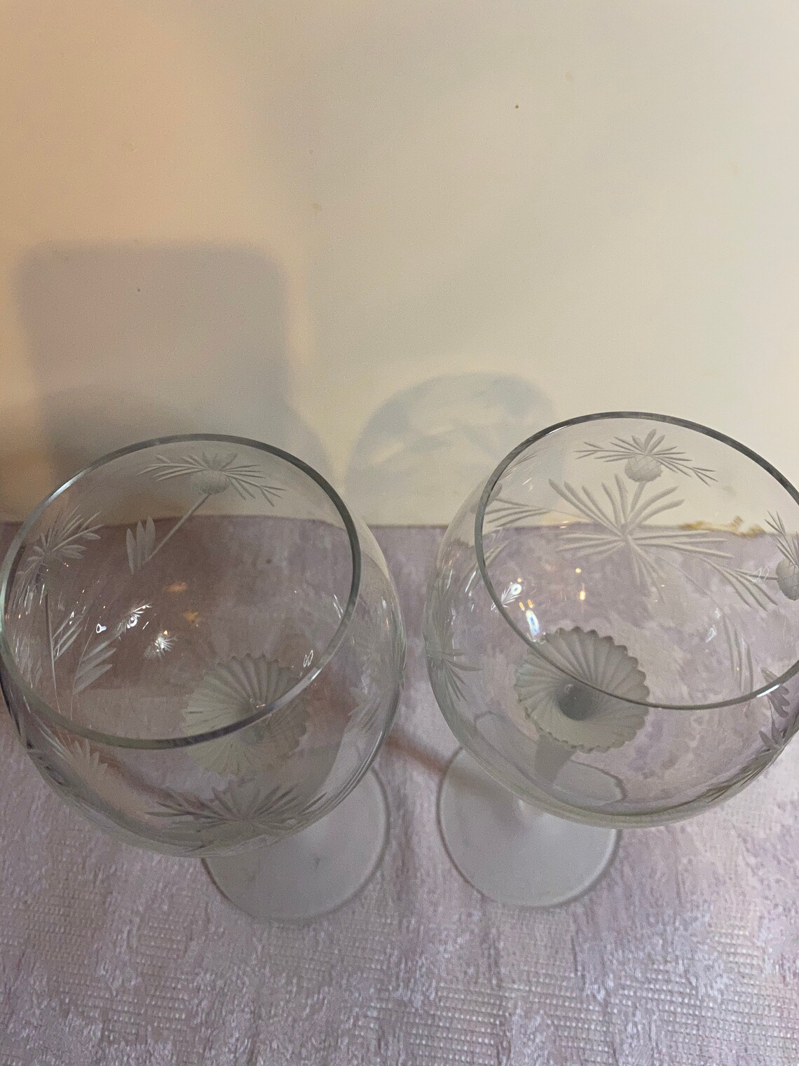 Scottish Thistle Wine Glasses Frosted Twisted Stem Etsy