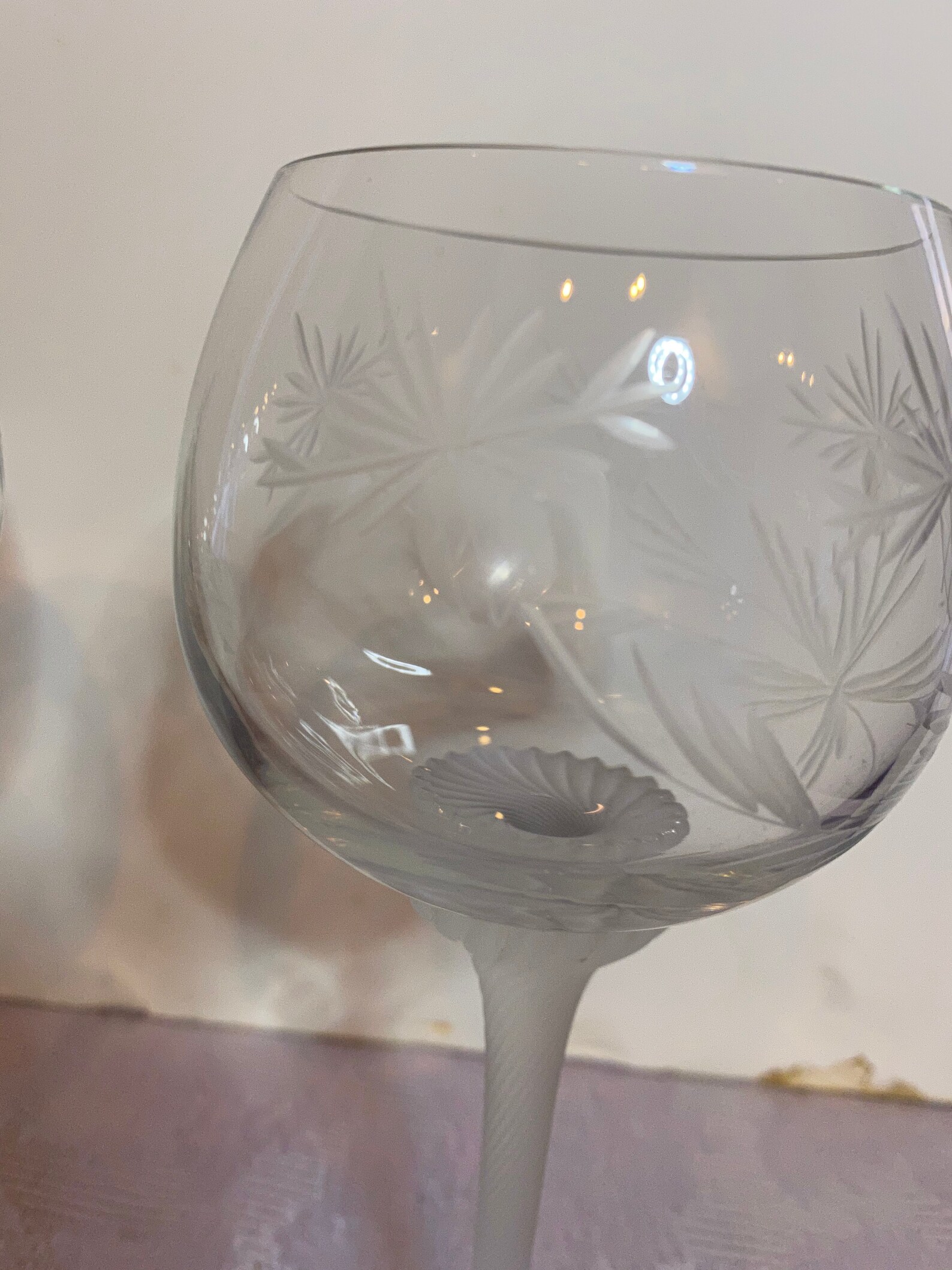 Scottish Thistle Wine Glasses Frosted Twisted Stem Etsy