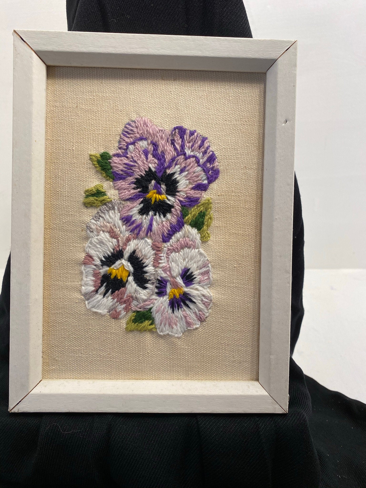 Lovely crewel embroidery wall hanging/ art/ picture of three Etsy