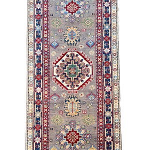 Kazak Oriental Hand knotted wool area Rug Runner.