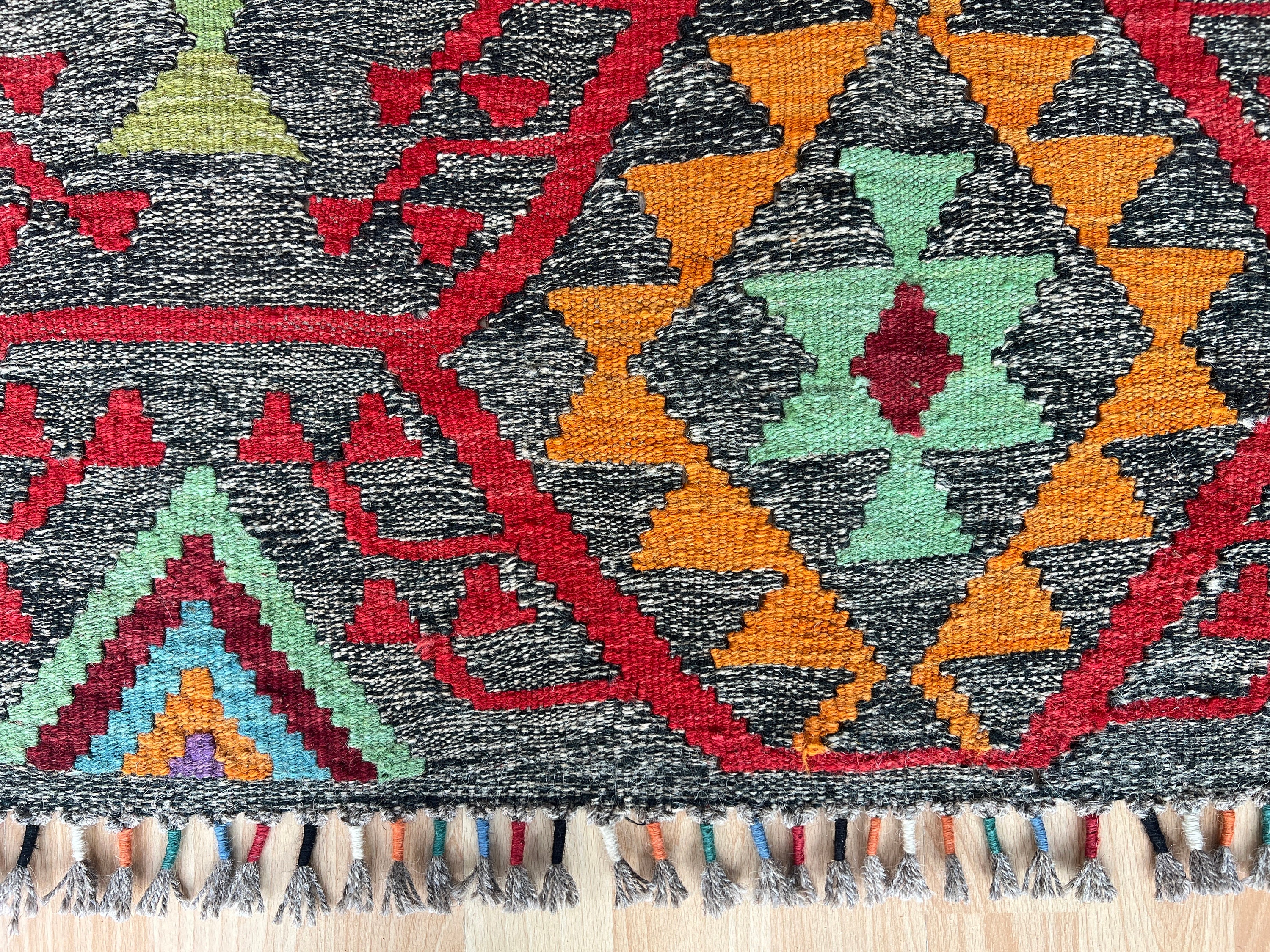 アフガニスタンのマイマナの手作り平織りキリム。 - Etsy 日本