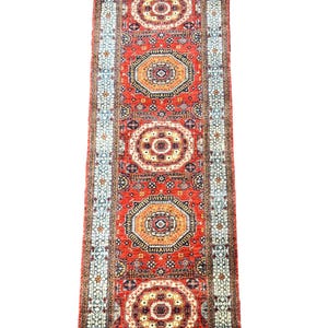 Kazak Oriental Hand knotted wool area Rug Runner.
