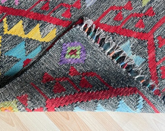 アフガニスタンのマイマナの手作り平織りキリム。 - Etsy 日本