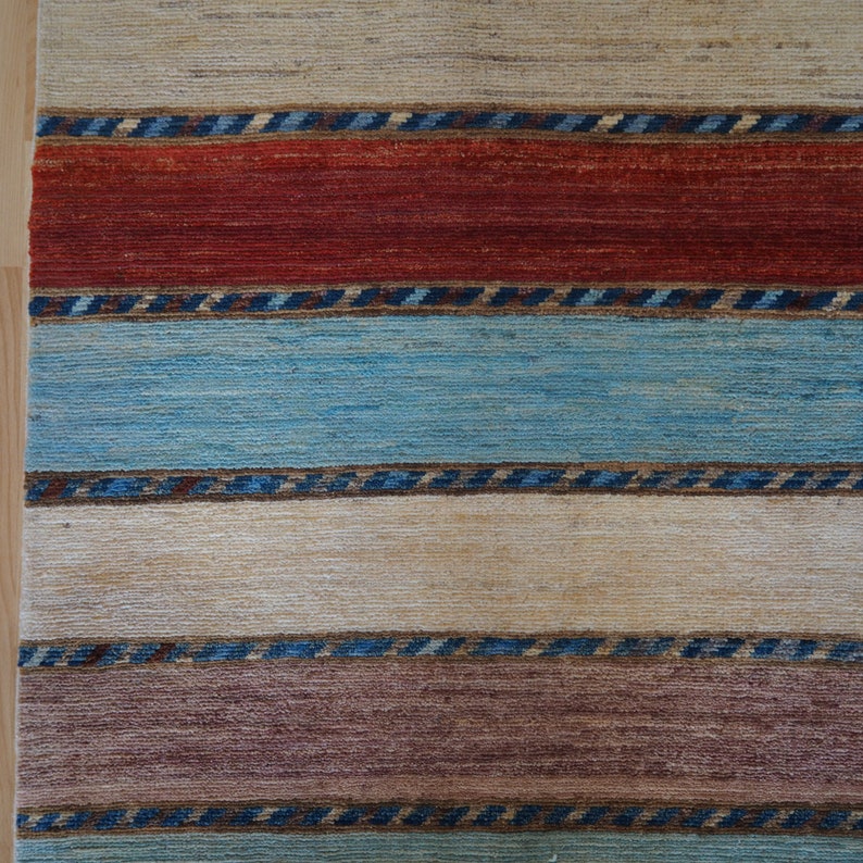 Vintage Striped Rug: Multi-color Organic Dyed Wool (6.6x5.1 Ft) - Etsy