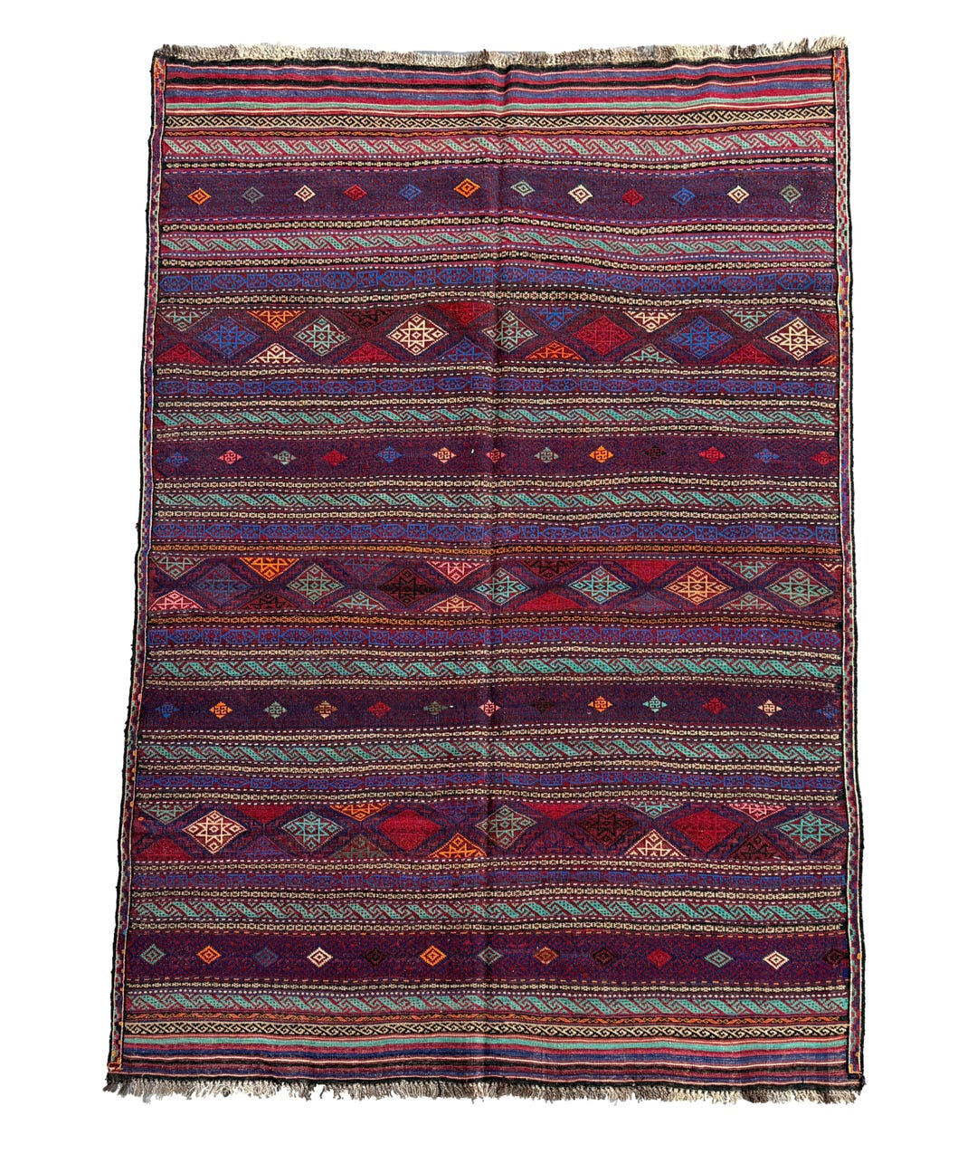 Tapis Oriental Dicarpet Tissé Main - 140x70 Cm - Laine Et Coton - Moderne, Rouge - NEUF