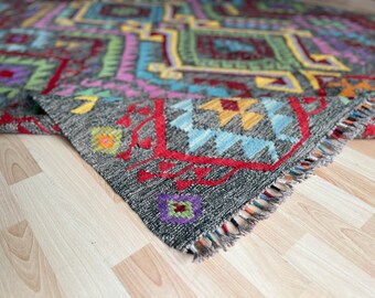 アフガニスタンのマイマナの手作り平織りキリム。 - Etsy 日本