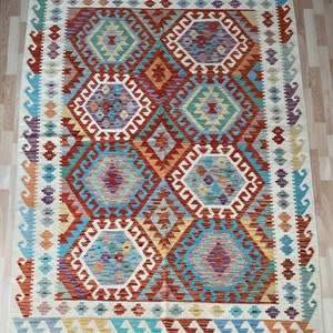 Classic Afghan Maimana classic design hand made flat woven kilim.