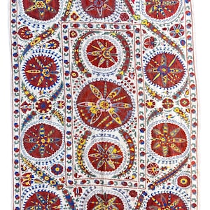 LAQAI Vintage Suzani Silk Embroidered bed cover and wall hanging. 200x143CM