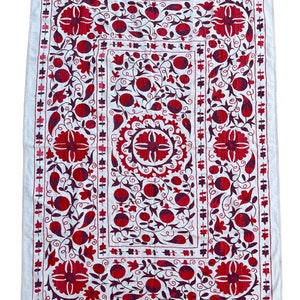 Vintage Suzani Silk Embroidered bed cover and wall hanging.