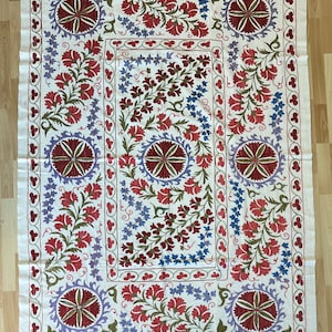 Suzani Silk Embroidered bed cover and wall hanging.