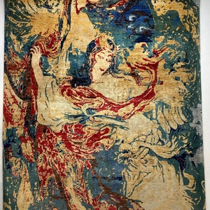Hand-Knotted Wool and Silk Area Rug: 9.7x8.2 ft, Organic Dye