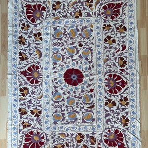 Suzani Silk Embroidered bed cover and wall hanging.