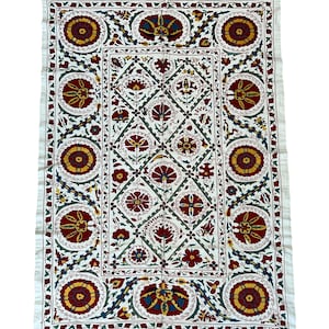 Suzani Silk Embroidered bed cover and wall hanging.