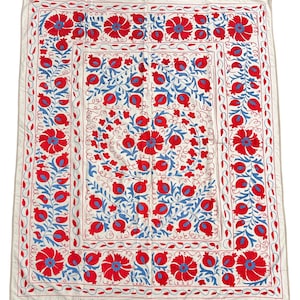 Suzani Silk Embroidered bed cover and wall hanging.