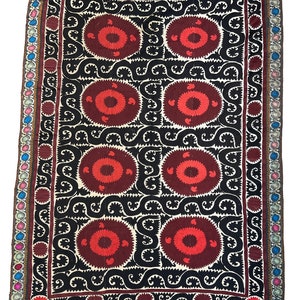 Vintage Samarkand Suzani Silk Embroidered bed cover and wall hanging.