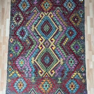 Afghan Maimana hand made flat woven kilim.