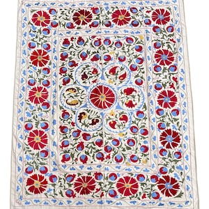 Suzani Silk Embroidered bed cover and wall hanging.