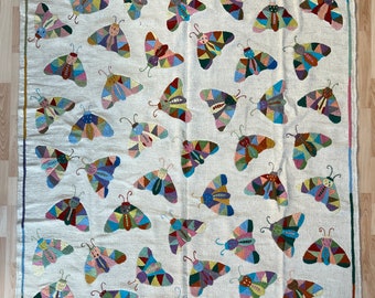 Embroidered Butterfly suzani Hand woven kilim.
