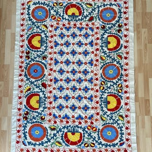 Suzani Silk Embroidered bed cover and wall hanging.